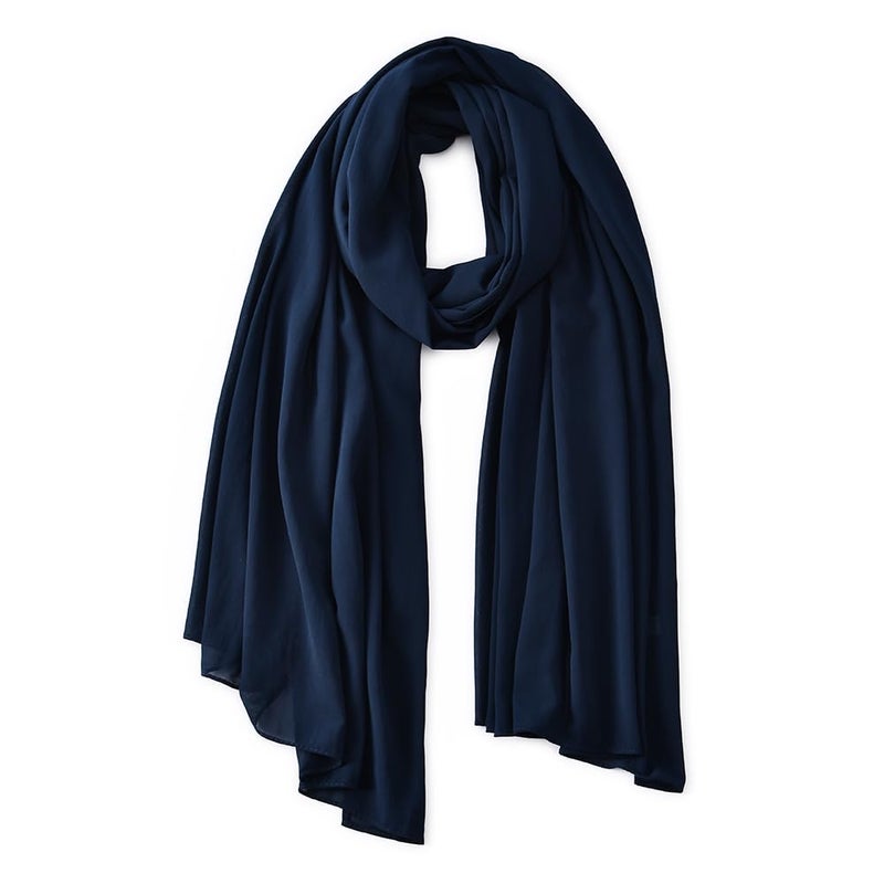 Yeieeo Bubble Chiffon Hijab Premium Chiffon Wrap Head Scarf(Navy Blue) - Image 1